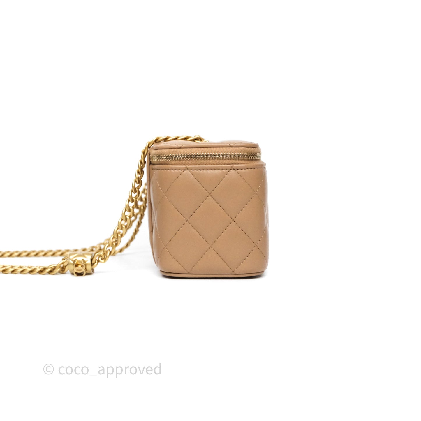 Chanel All Slide Vanity with Adjustable Chain Dark Beige Lambskin Aged Gold Hardware