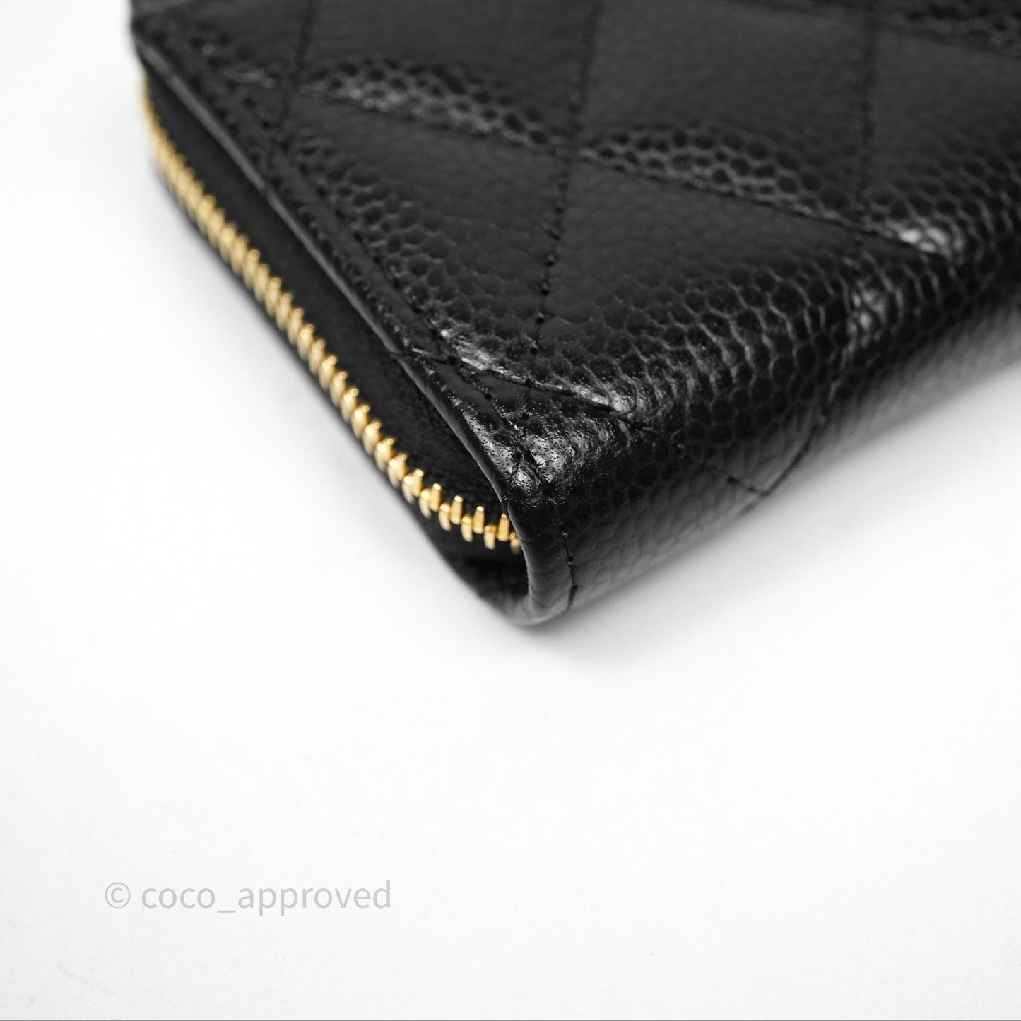 Chanel Quilted Zip Card Holder Black Caviar Gold Hardware