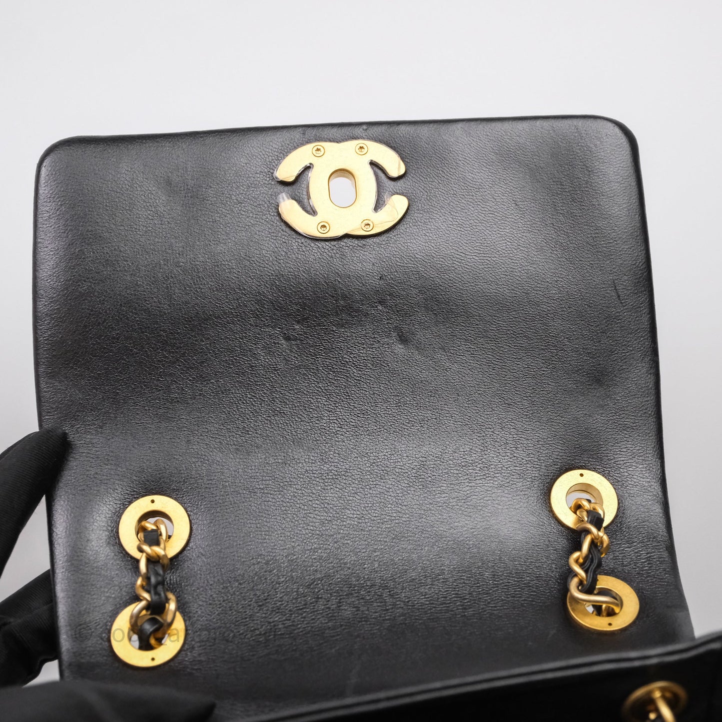Chanel Backpack Black Calfskin Aged Gold Hardware