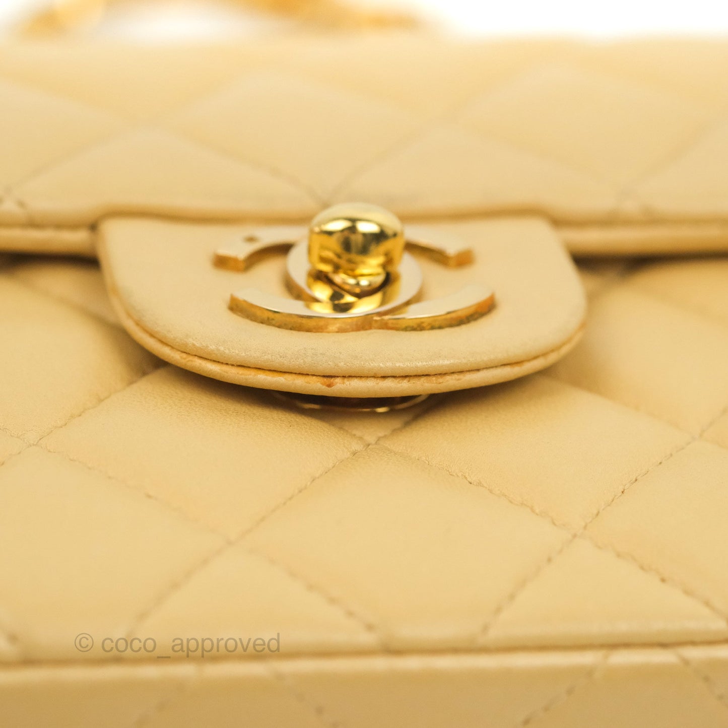 Chanel Vintage Mini Square Beige Lambskin 24K Gold Hardware