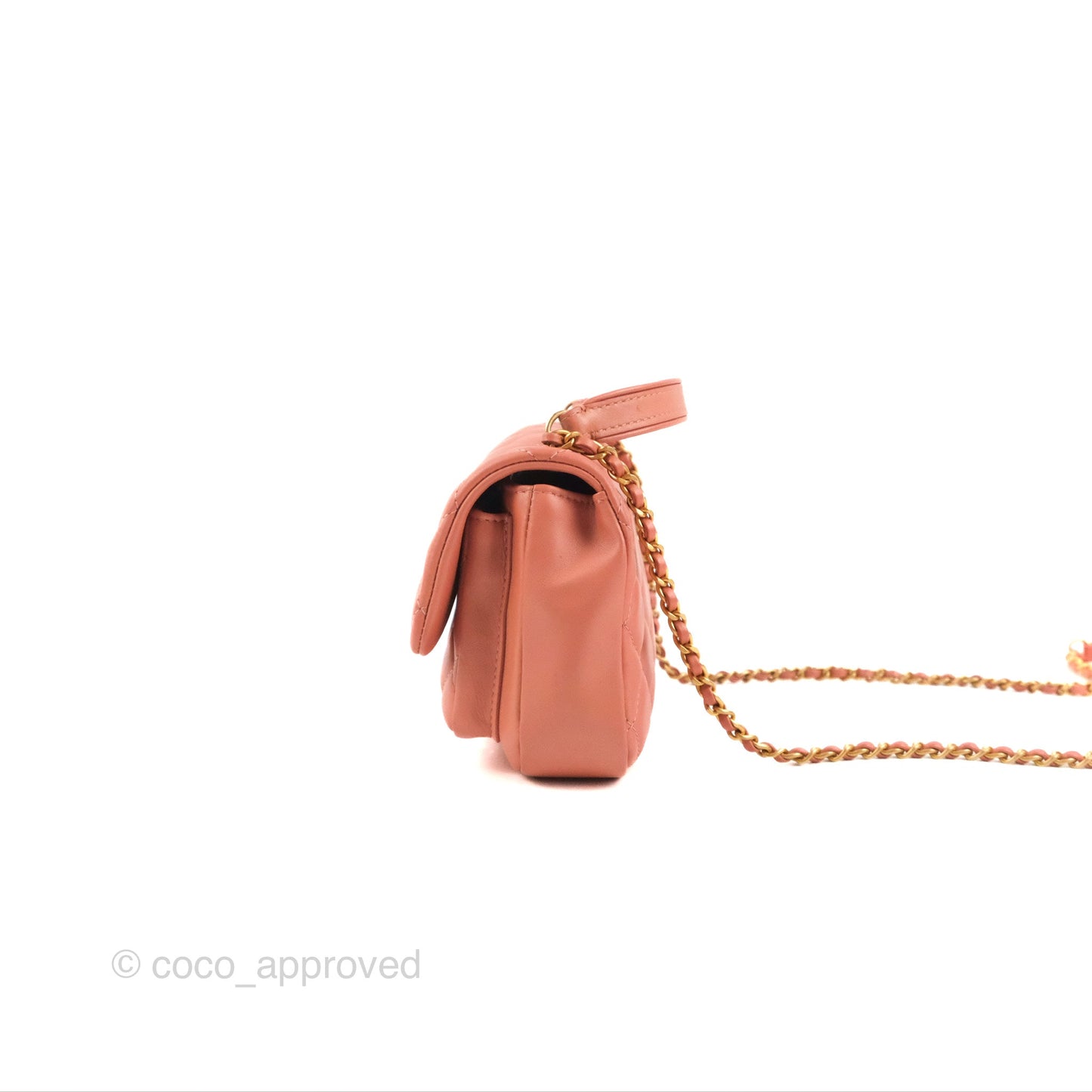 Chanel Day Trip Quilted Small Pink Lambskin Aged Gold Hardware