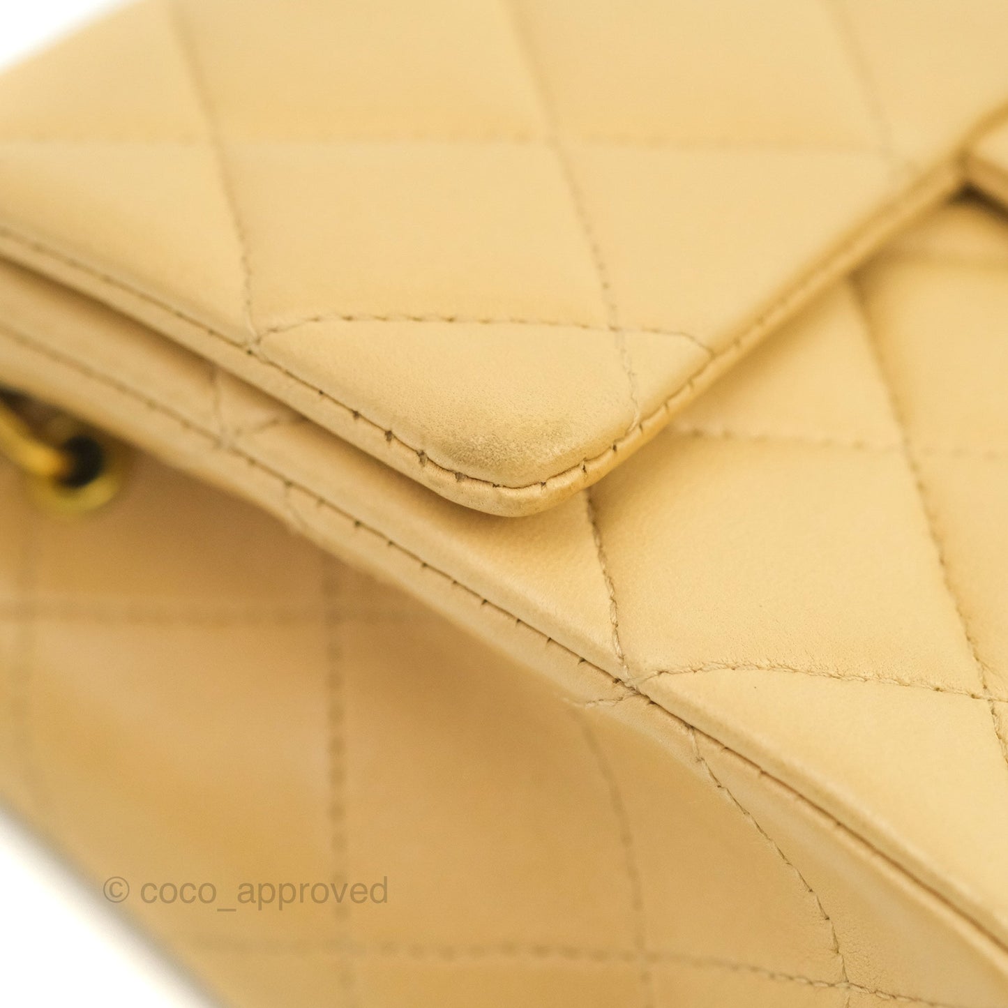Chanel Vintage Mini Square Beige Lambskin 24K Gold Hardware