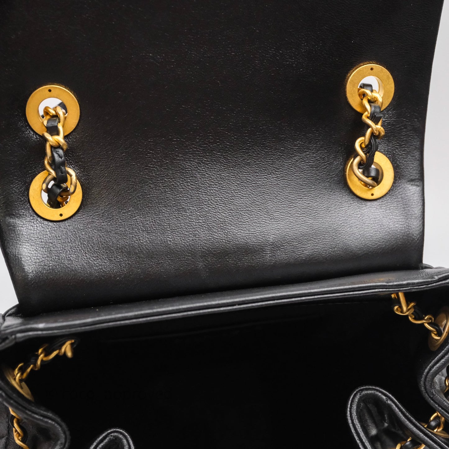 Chanel Backpack Black Calfskin Aged Gold Hardware