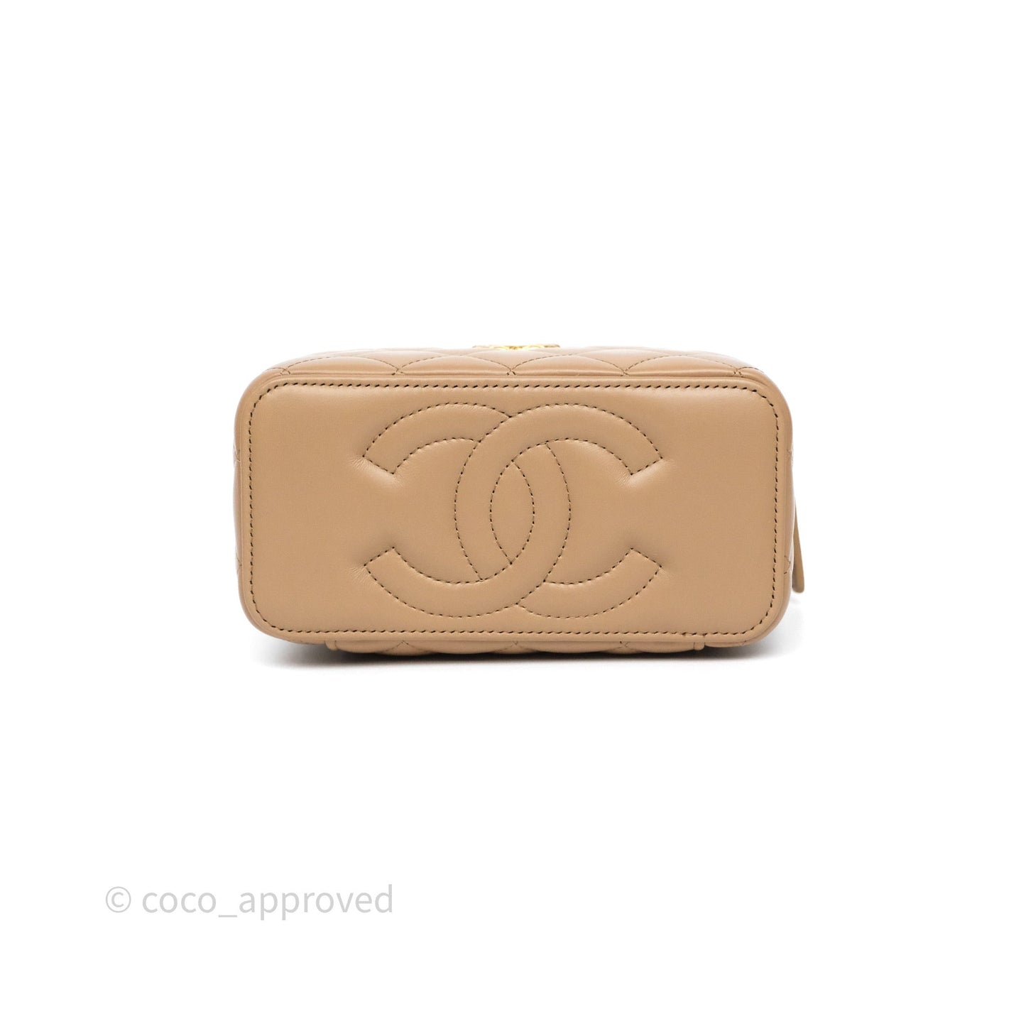 Chanel All Slide Vanity with Adjustable Chain Dark Beige Lambskin Aged Gold Hardware