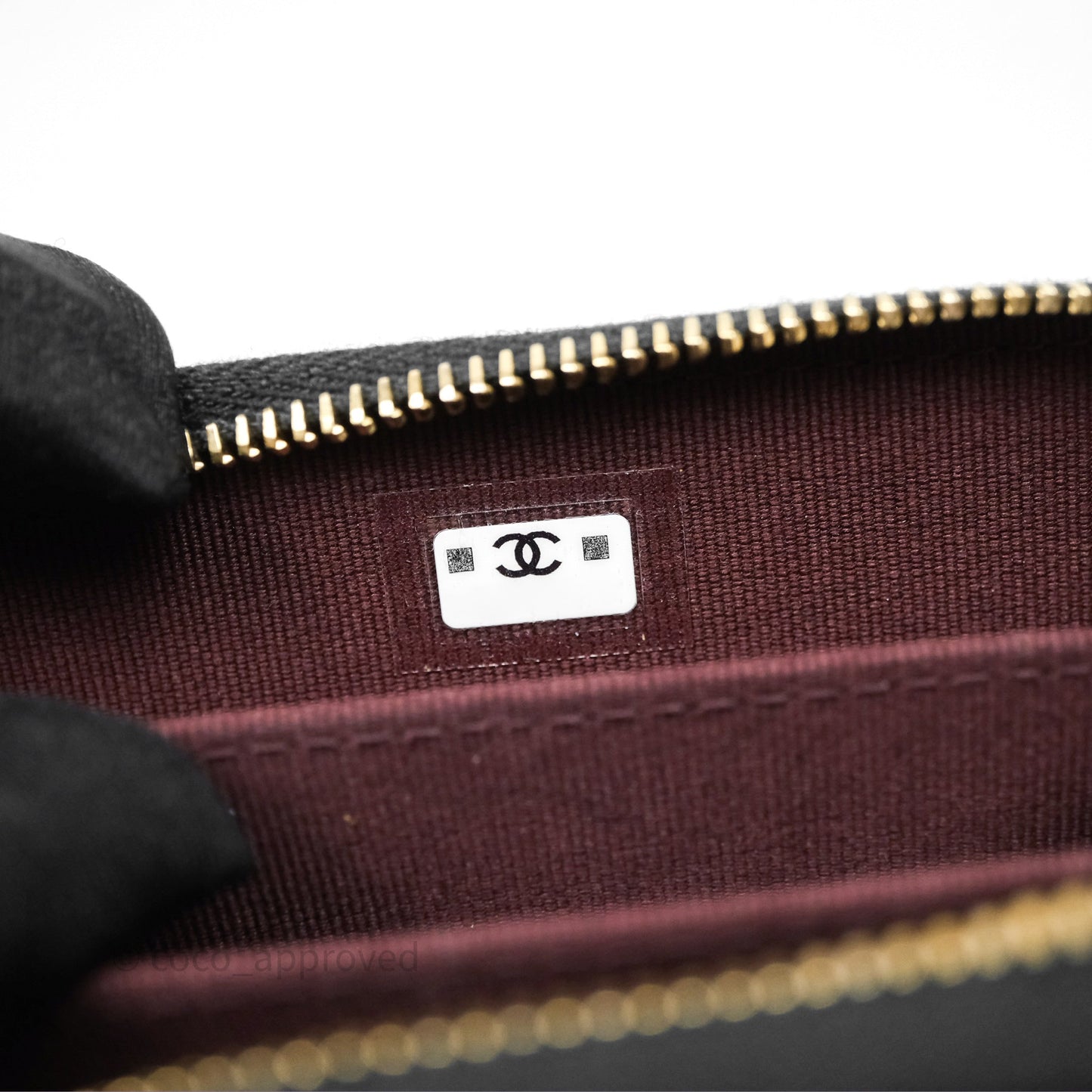 Chanel Quilted Zip Card Holder Black Caviar Gold Hardware