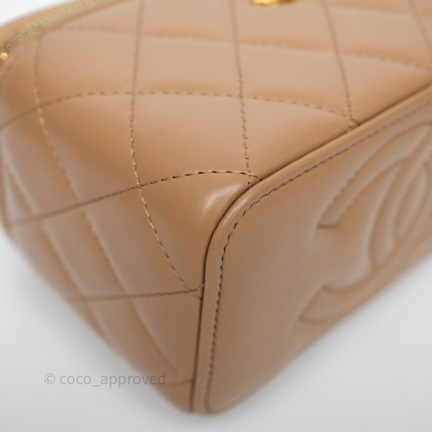 Chanel All Slide Vanity with Adjustable Chain Dark Beige Lambskin Aged Gold Hardware