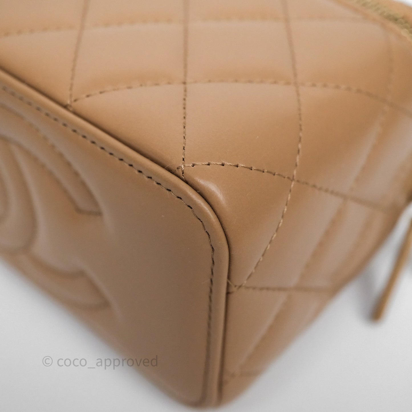 Chanel All Slide Vanity with Adjustable Chain Dark Beige Lambskin Aged Gold Hardware