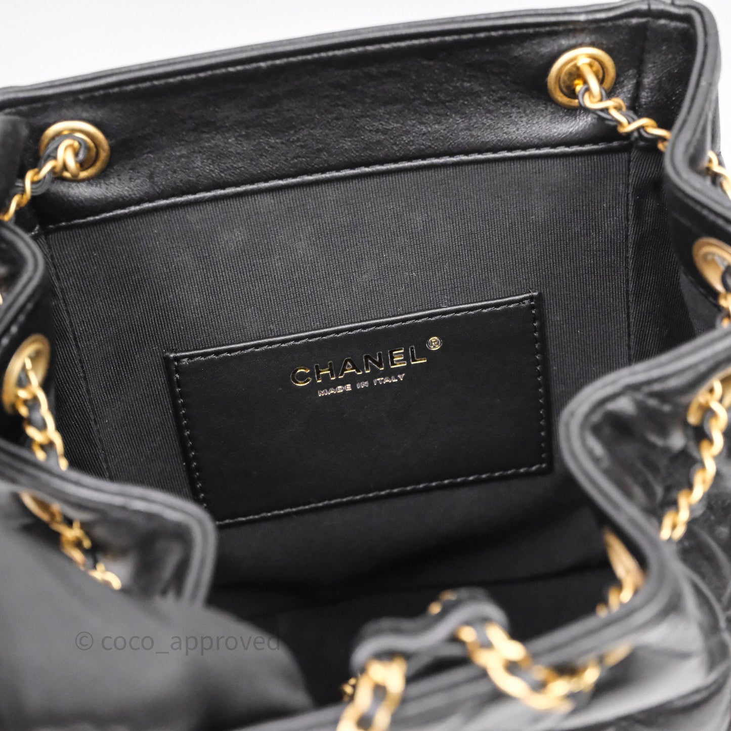 Chanel Backpack Black Calfskin Aged Gold Hardware
