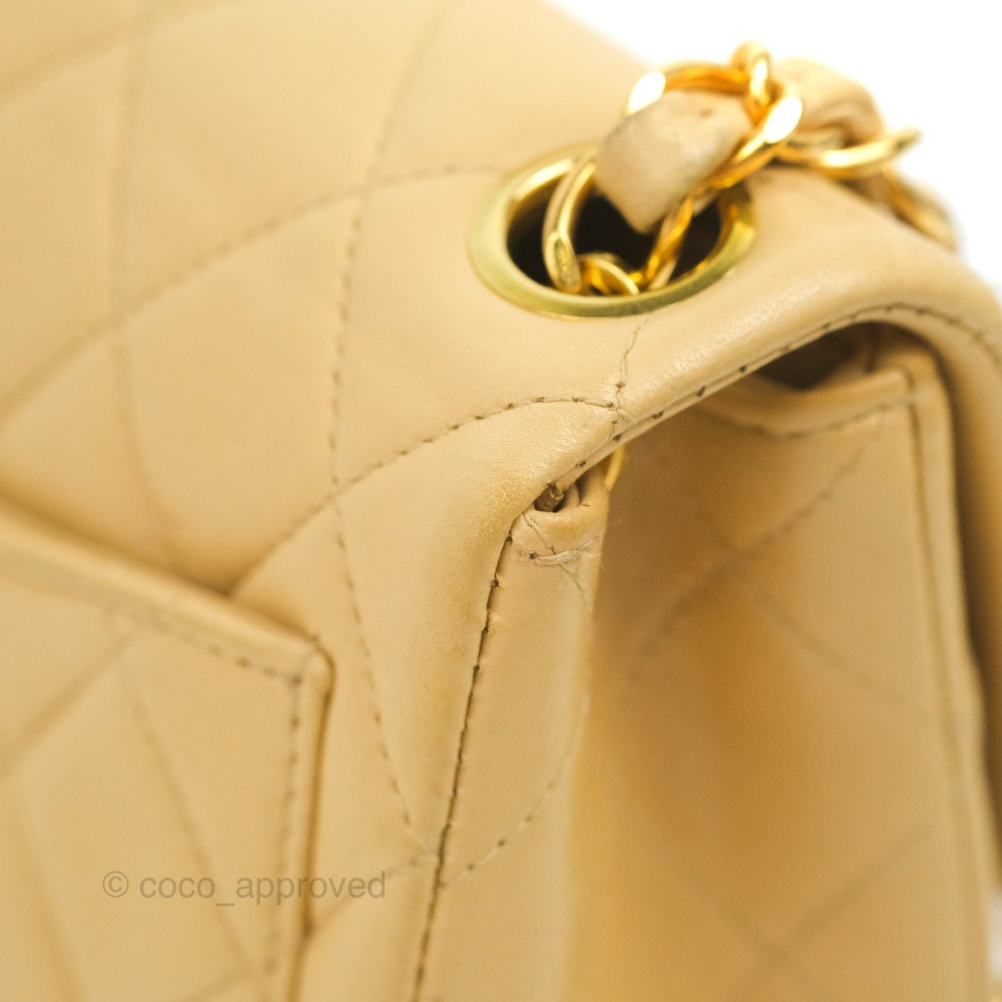 Chanel Vintage Mini Square Beige Lambskin 24K Gold Hardware