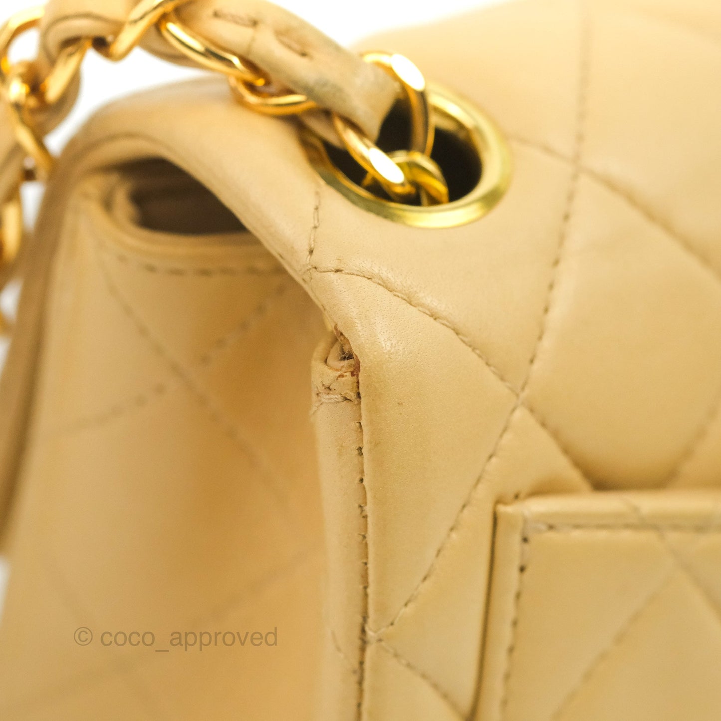 Chanel Vintage Mini Square Beige Lambskin 24K Gold Hardware