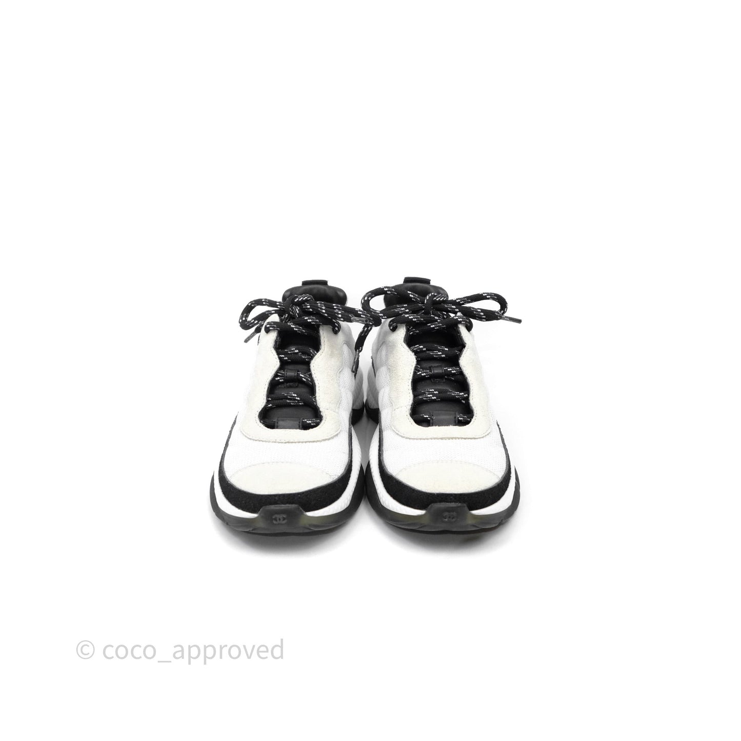 Chanel White/Black Sneakers Size 37