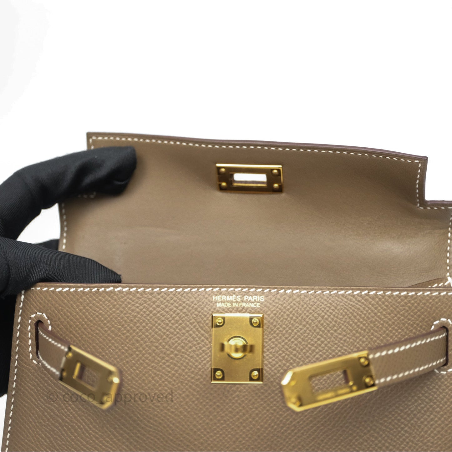 Hermès Mini Kelly II Etoupe Epsom Gold Hardware