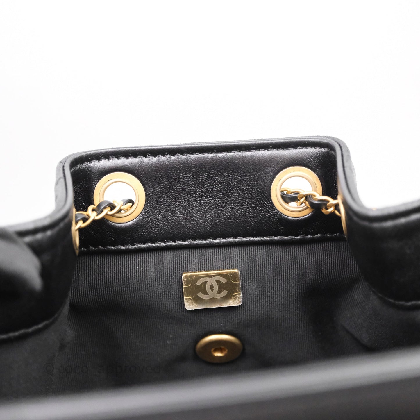 Chanel Backpack Black Calfskin Aged Gold Hardware