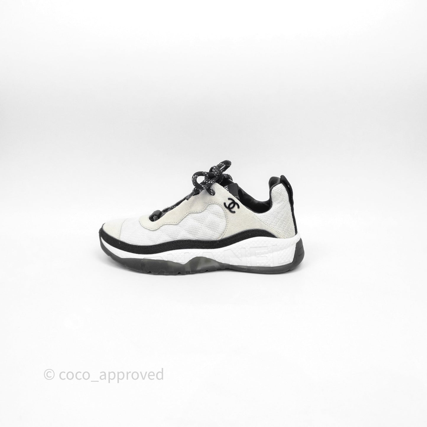 Chanel White/Black Sneakers Size 37