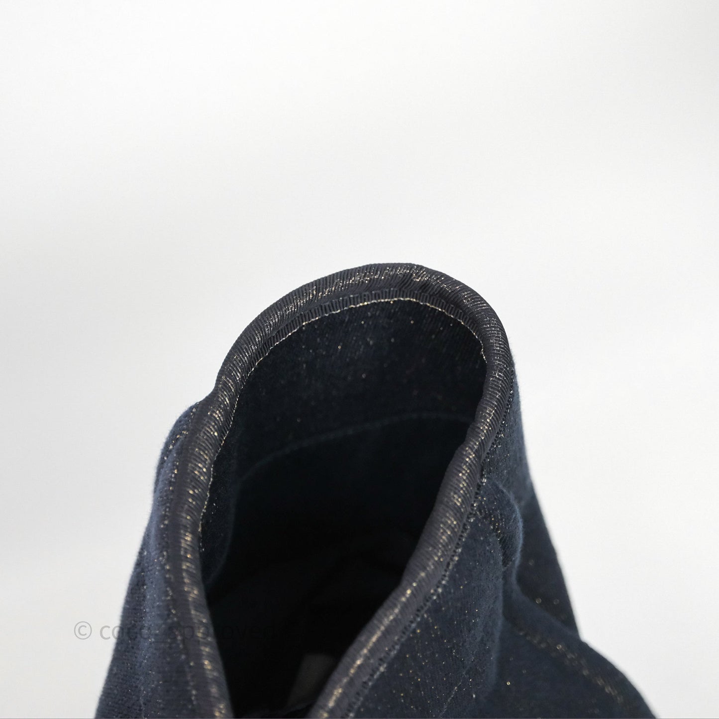 Chanel Large Deauville Navy Glitter Canvas Gold Hardware