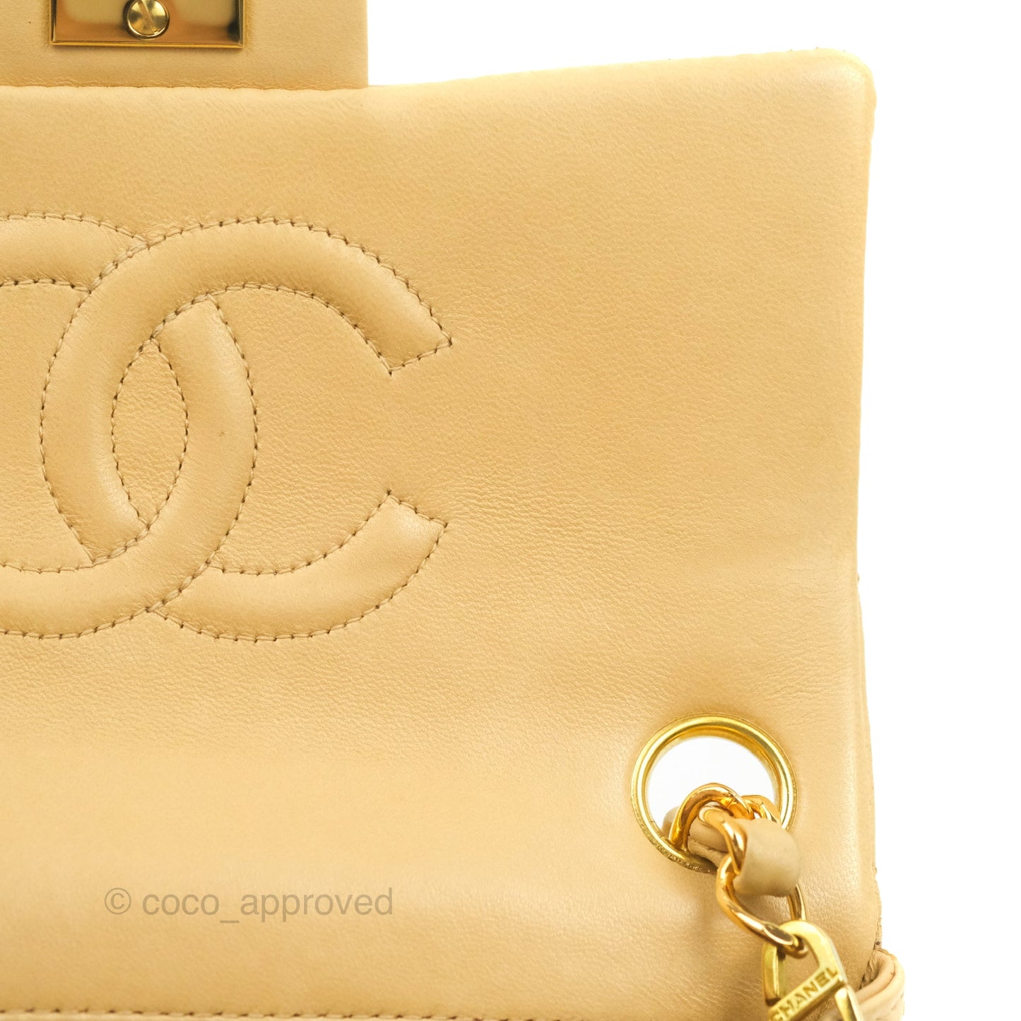 Chanel Vintage Mini Square Beige Lambskin 24K Gold Hardware