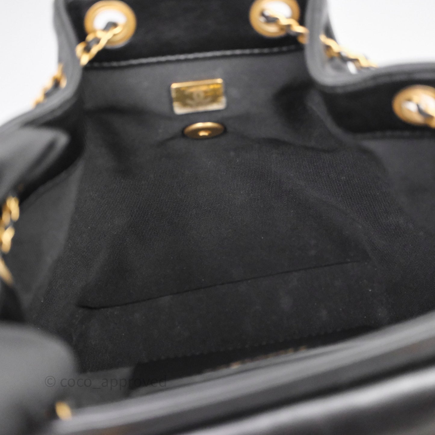 Chanel Backpack Black Calfskin Aged Gold Hardware