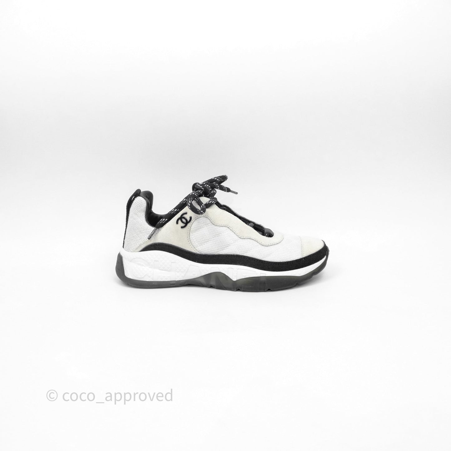 Chanel White/Black Sneakers Size 37