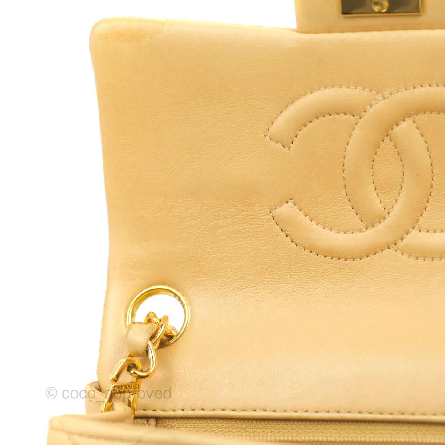 Chanel Vintage Mini Square Beige Lambskin 24K Gold Hardware