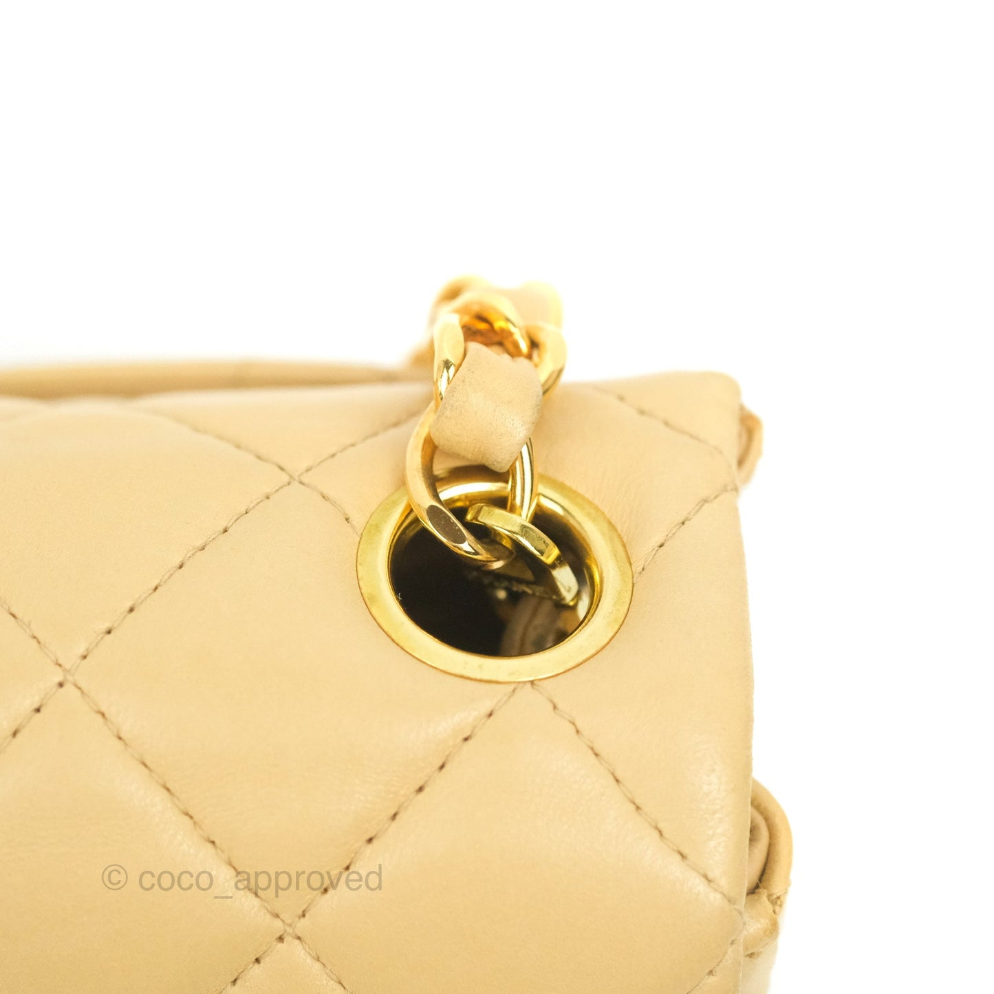 Chanel Vintage Mini Square Beige Lambskin 24K Gold Hardware
