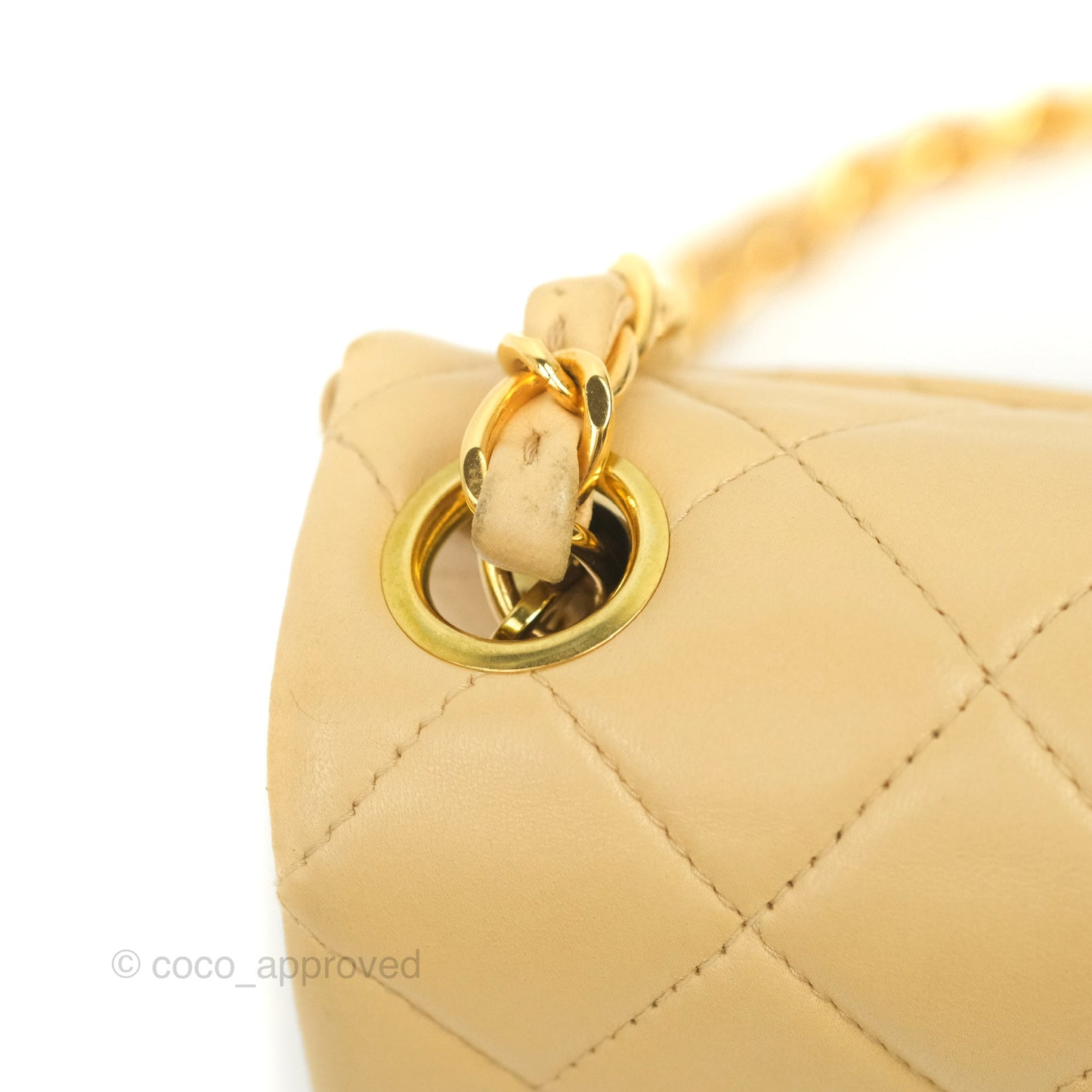 Chanel Vintage Mini Square Beige Lambskin 24K Gold Hardware