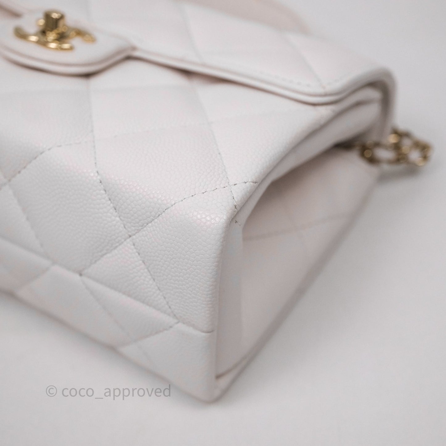 Chanel Small Coco Lady Quilted Flap Bag With Top Handle White Calfskin Gold Hardware
