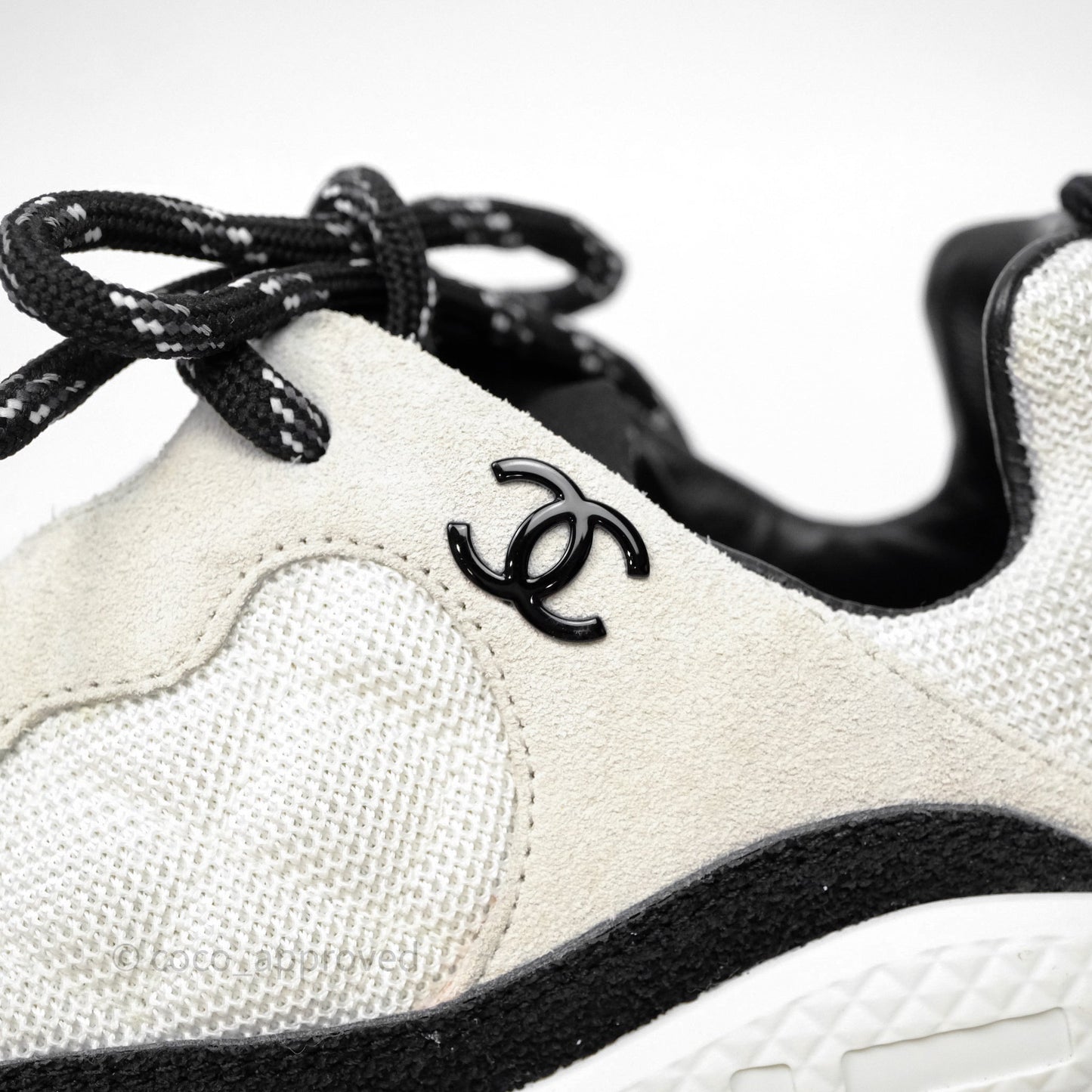 Chanel White/Black Sneakers Size 37
