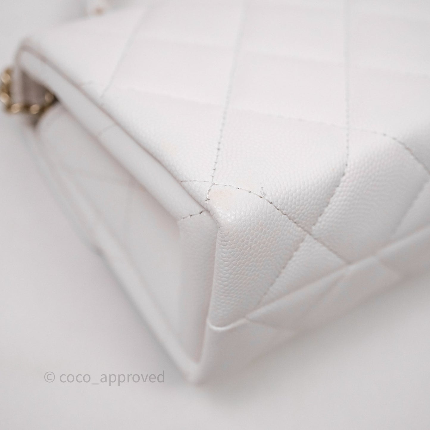 Chanel Small Coco Lady Quilted Flap Bag With Top Handle White Calfskin Gold Hardware