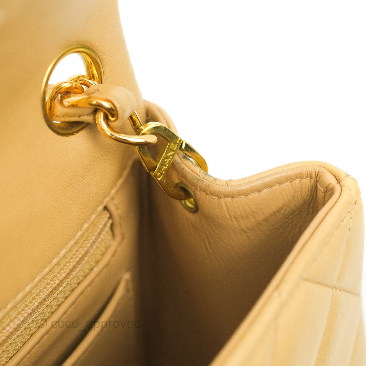 Chanel Vintage Mini Square Beige Lambskin 24K Gold Hardware