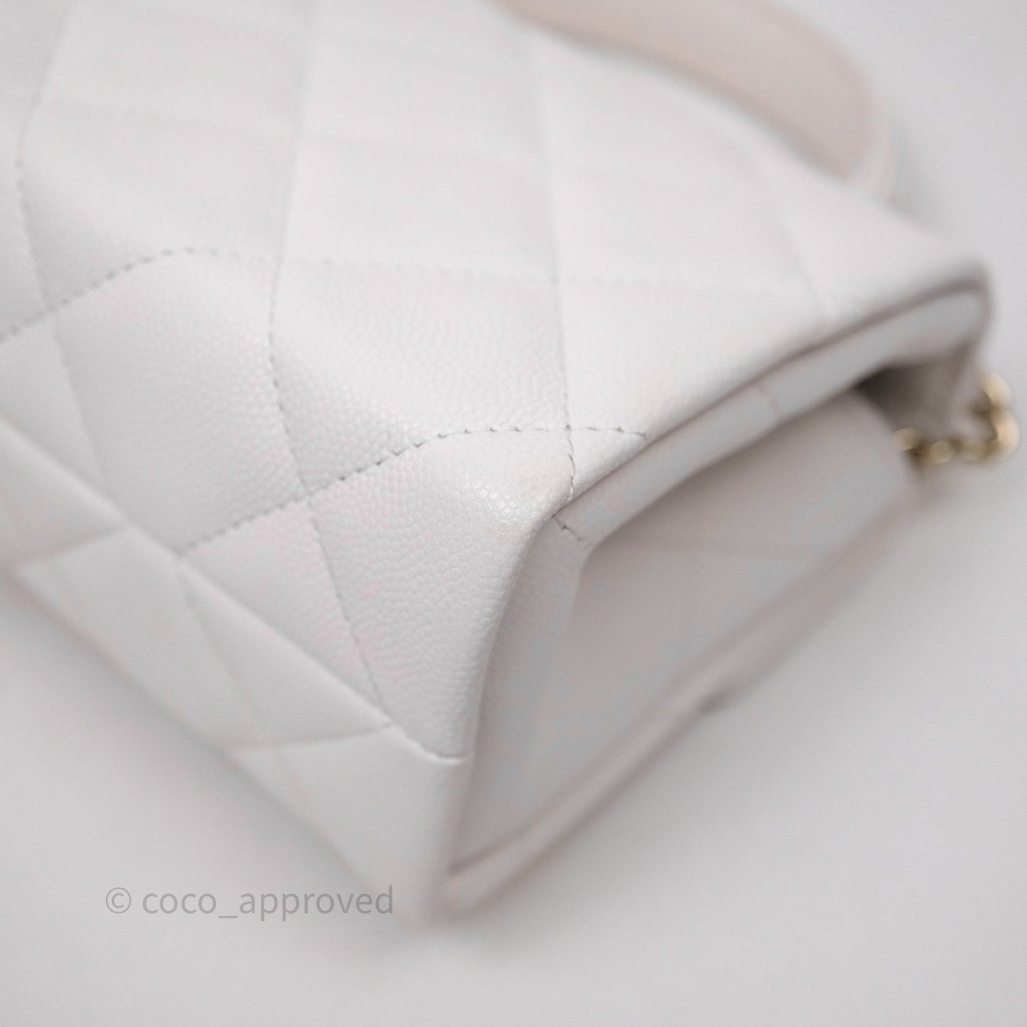 Chanel Small Coco Lady Quilted Flap Bag With Top Handle White Calfskin Gold Hardware
