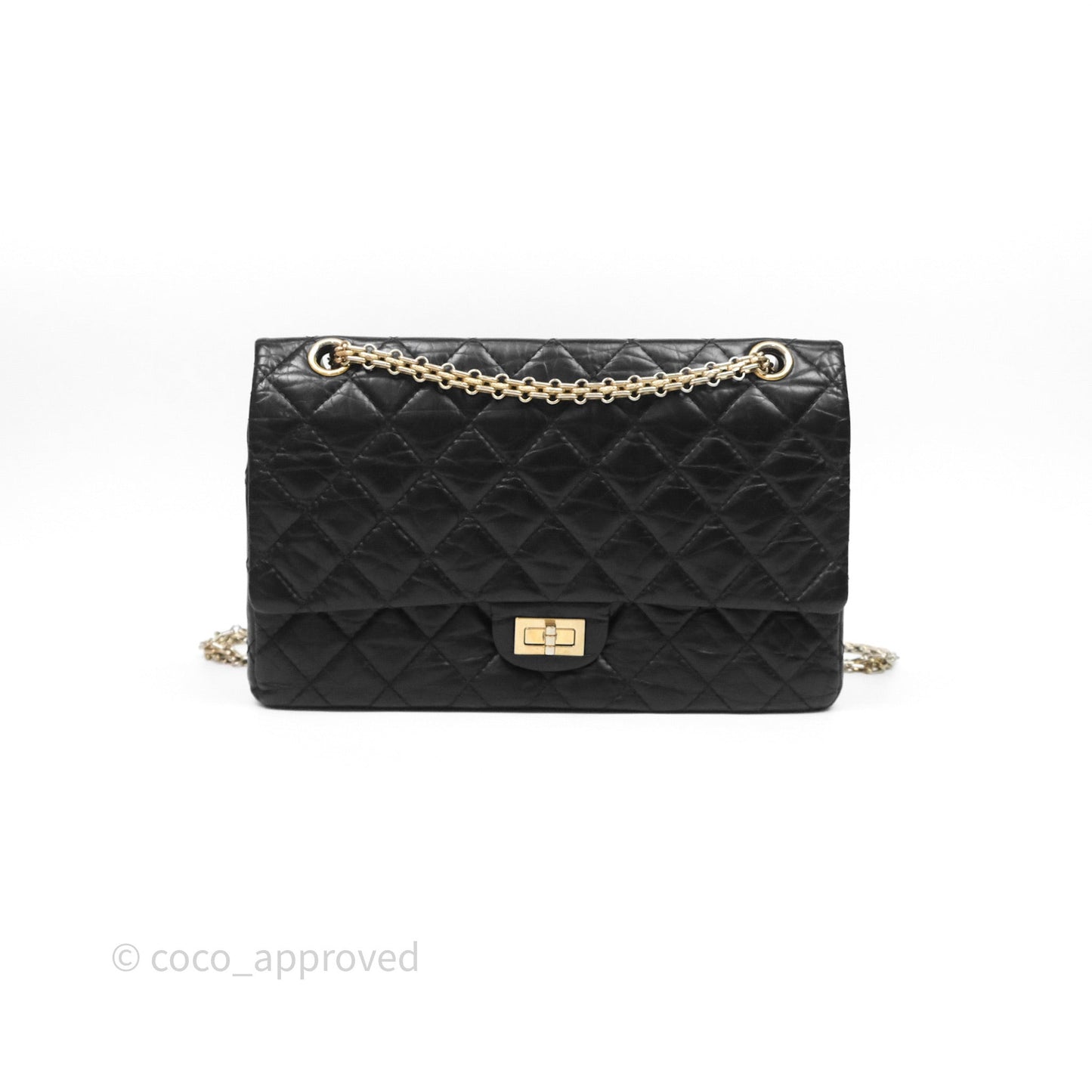 Chanel Reissue 226 Quilted Aged Calfskin Black Aged Gold Hardware
