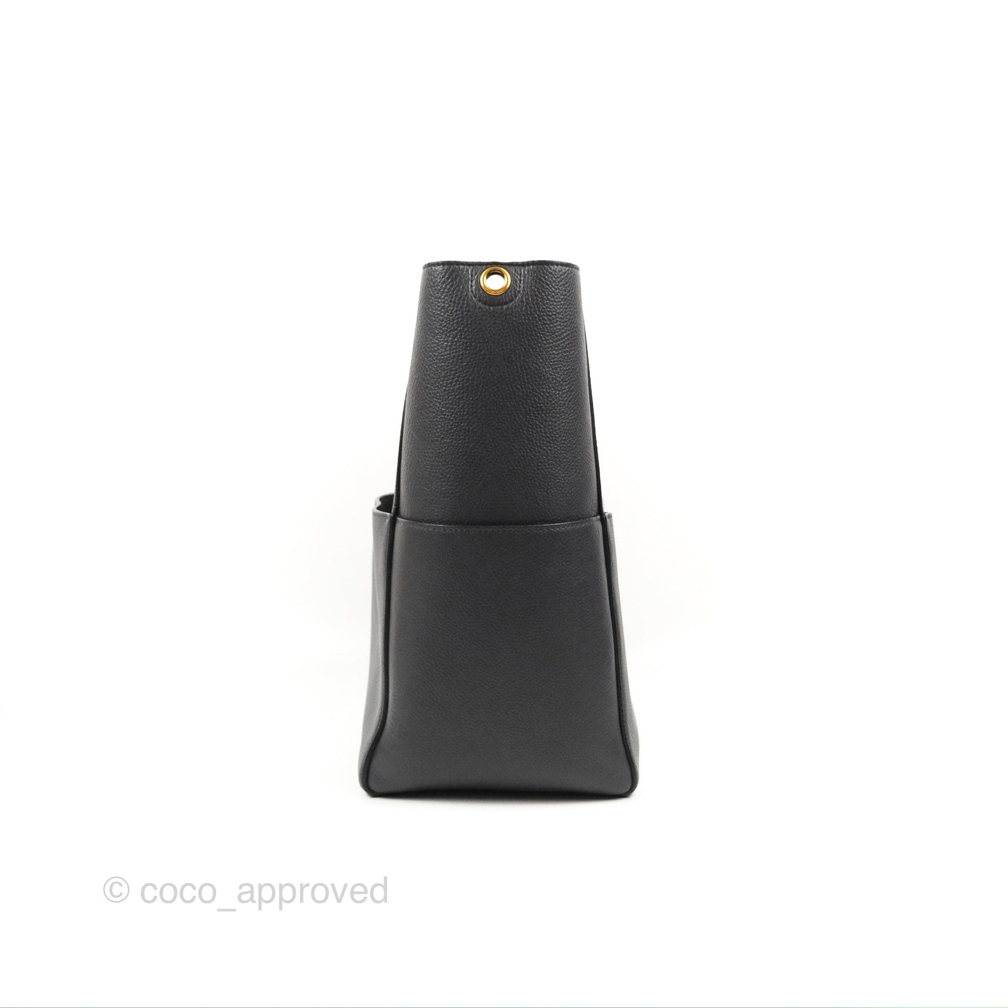 Celine Sangle Bucket Bag Grained Calfskin Dark Grey