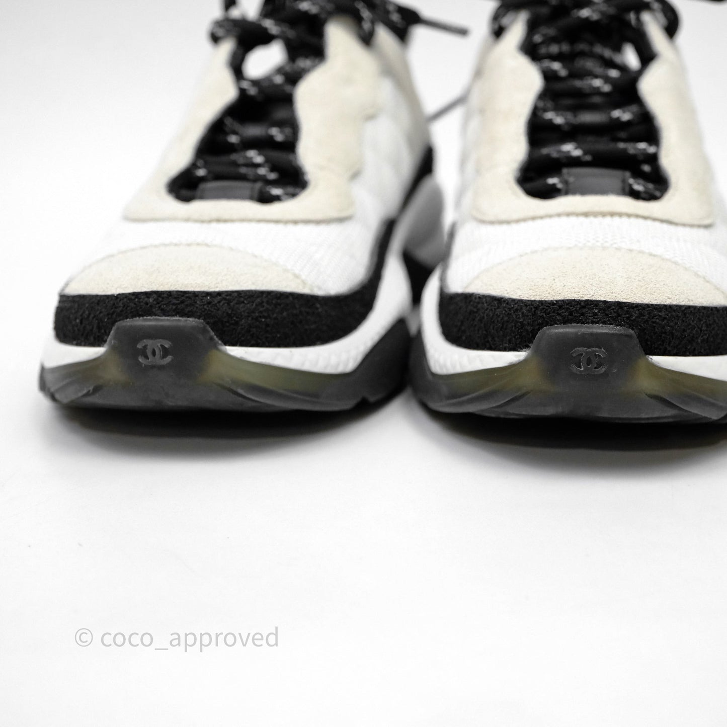Chanel White/Black Sneakers Size 37