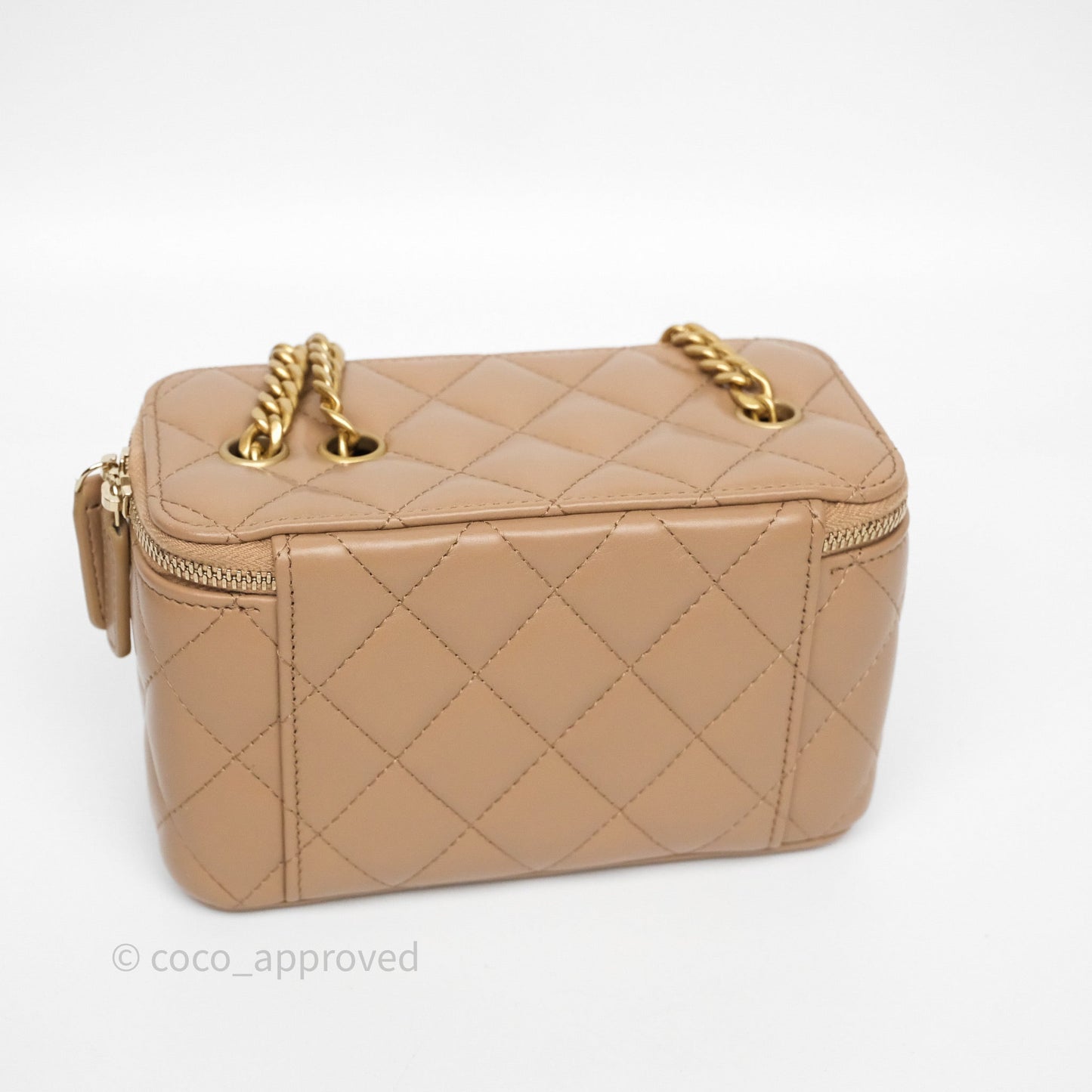 Chanel All Slide Vanity with Adjustable Chain Dark Beige Lambskin Aged Gold Hardware