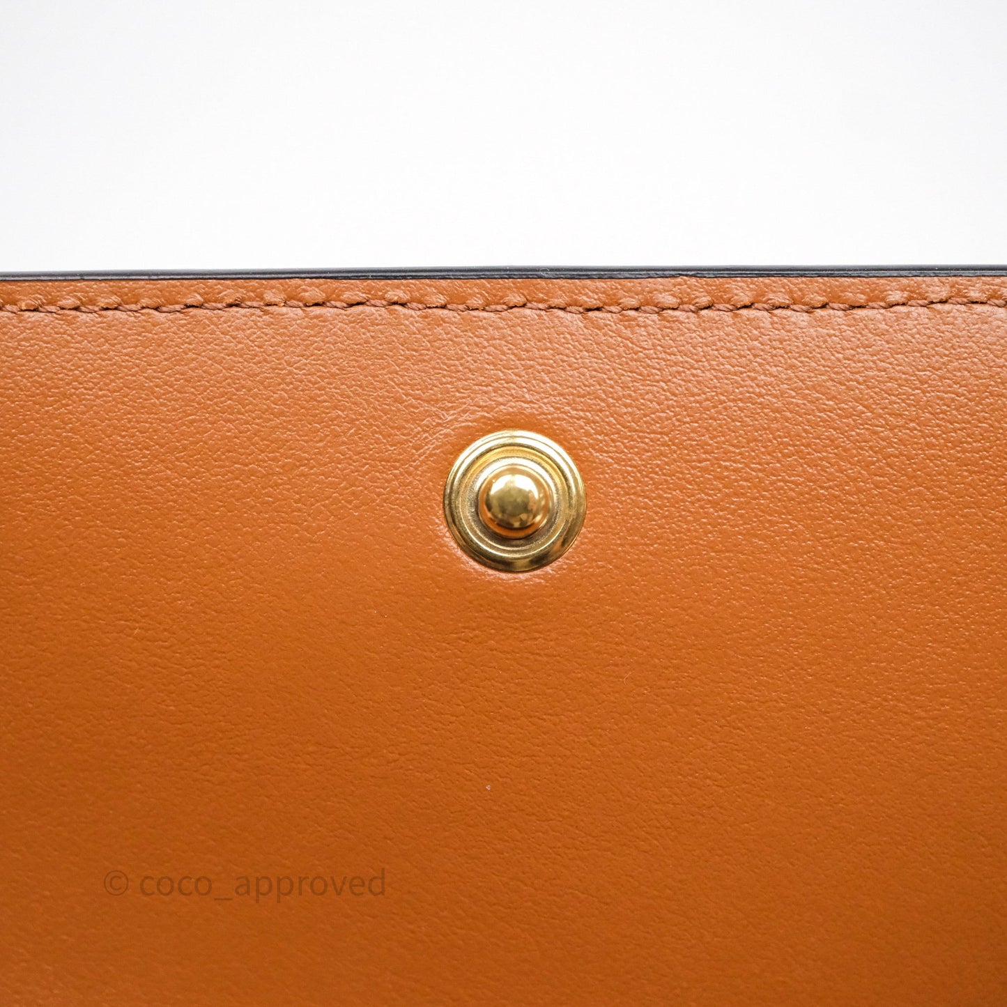 Celine Wallet On Strap Triomphe Canvas Tan Lambskin