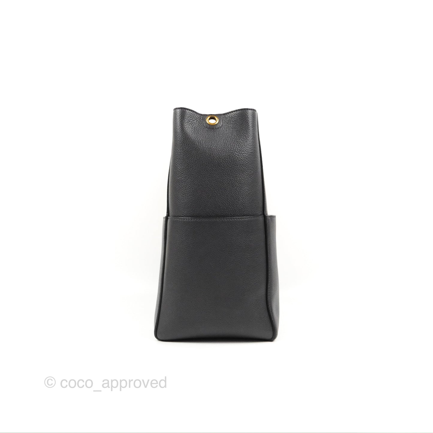 Celine Sangle Bucket Bag Grained Calfskin Dark Grey