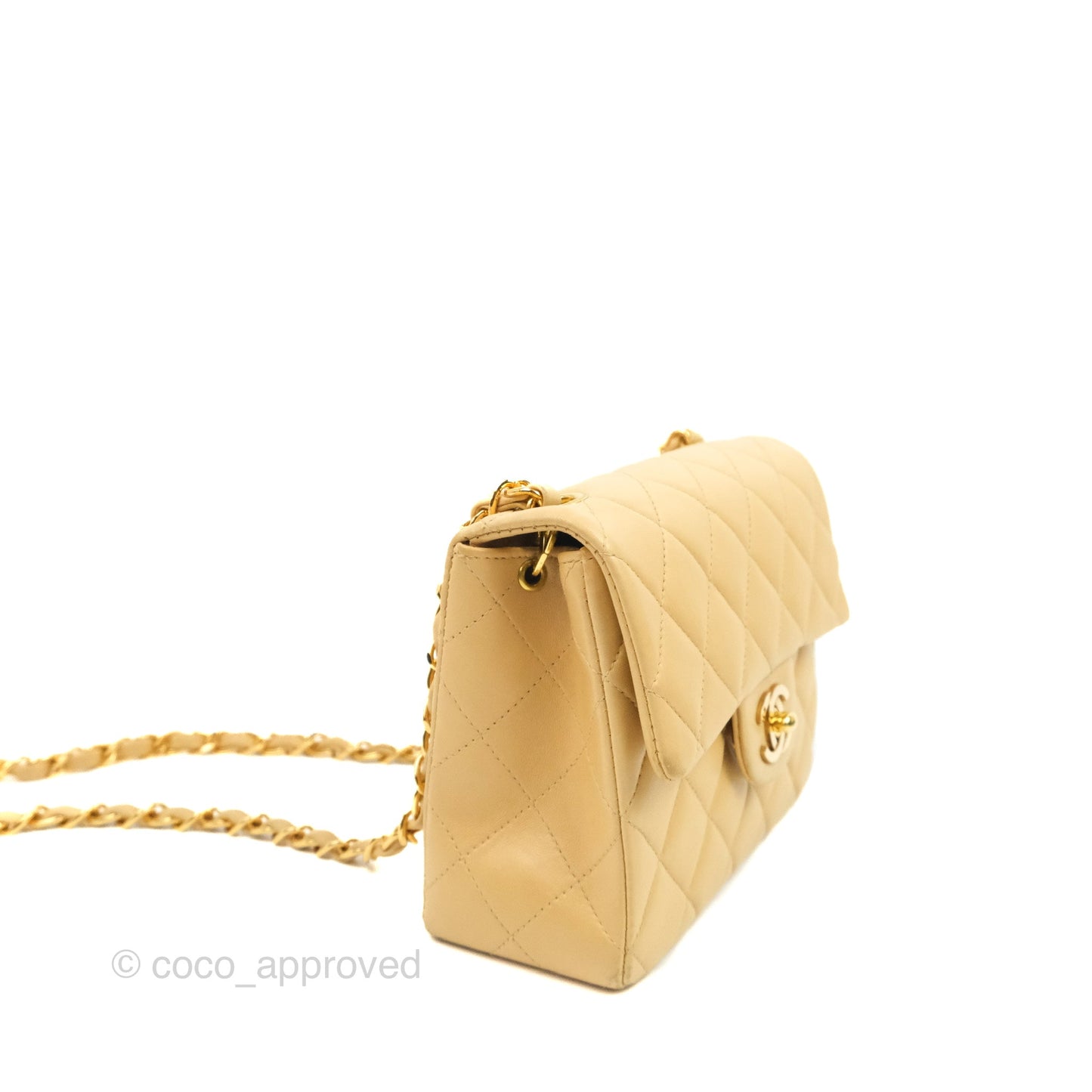 Chanel Vintage Mini Square Beige Lambskin 24K Gold Hardware