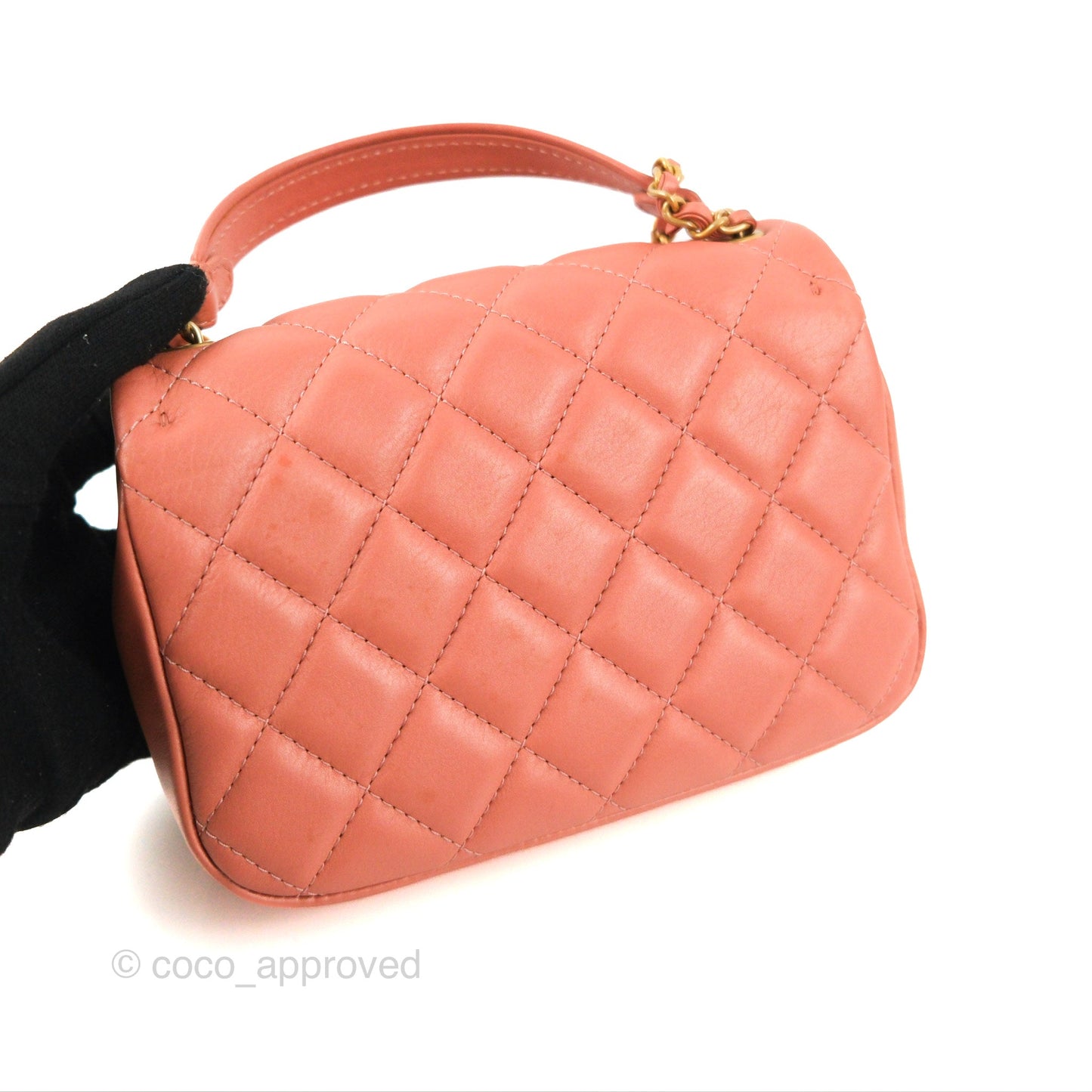 Chanel Day Trip Quilted Small Pink Lambskin Aged Gold Hardware