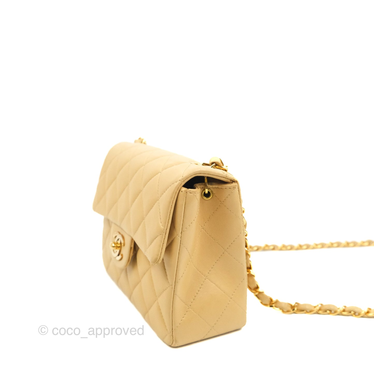 Chanel Vintage Mini Square Beige Lambskin 24K Gold Hardware