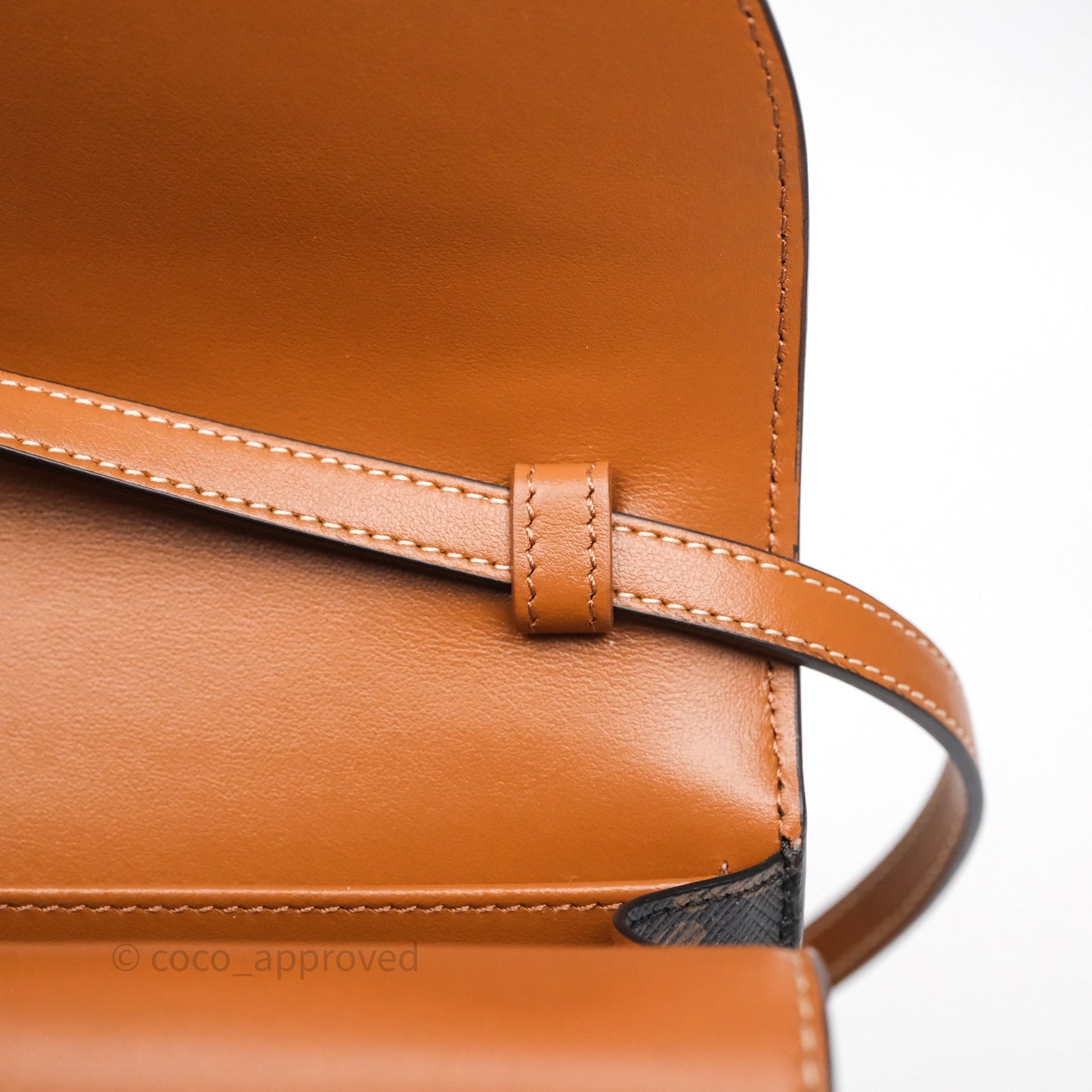 Celine Wallet On Strap Triomphe Canvas Tan Lambskin