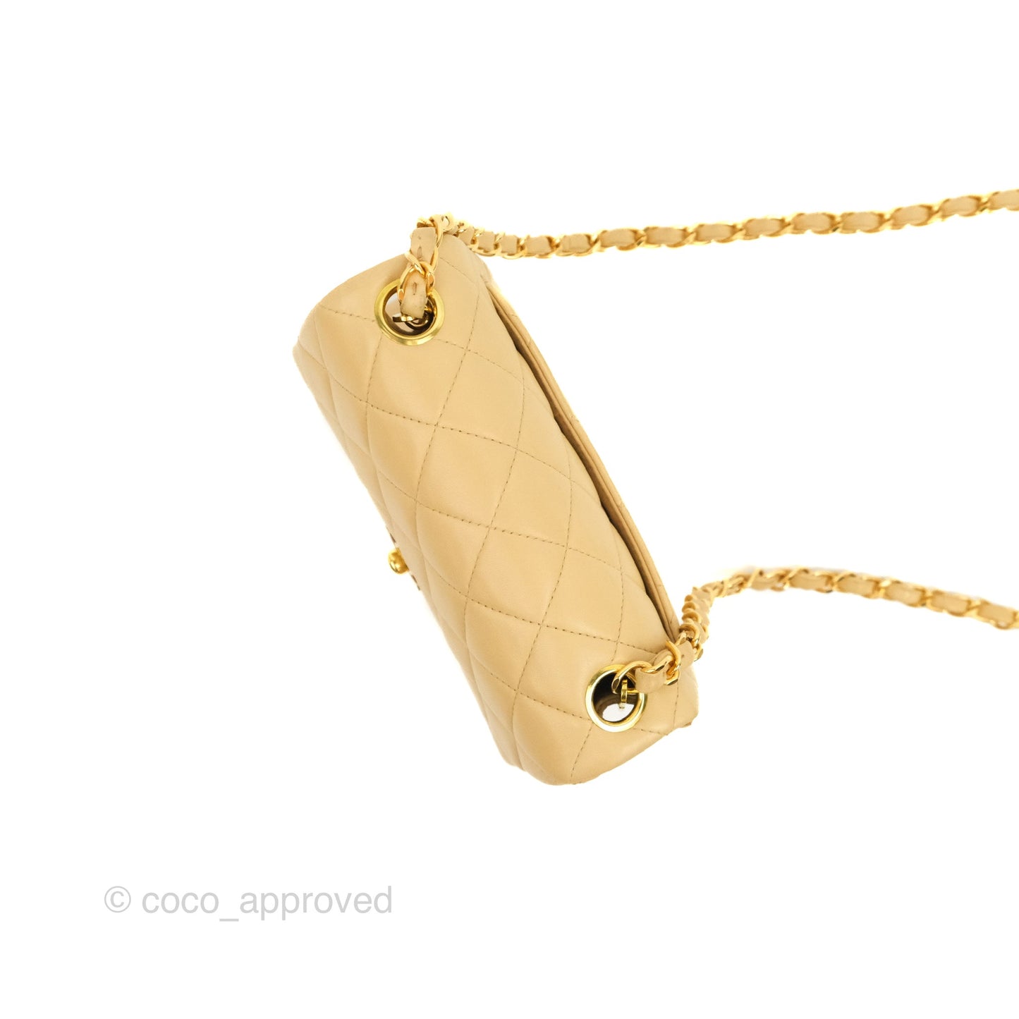 Chanel Vintage Mini Square Beige Lambskin 24K Gold Hardware