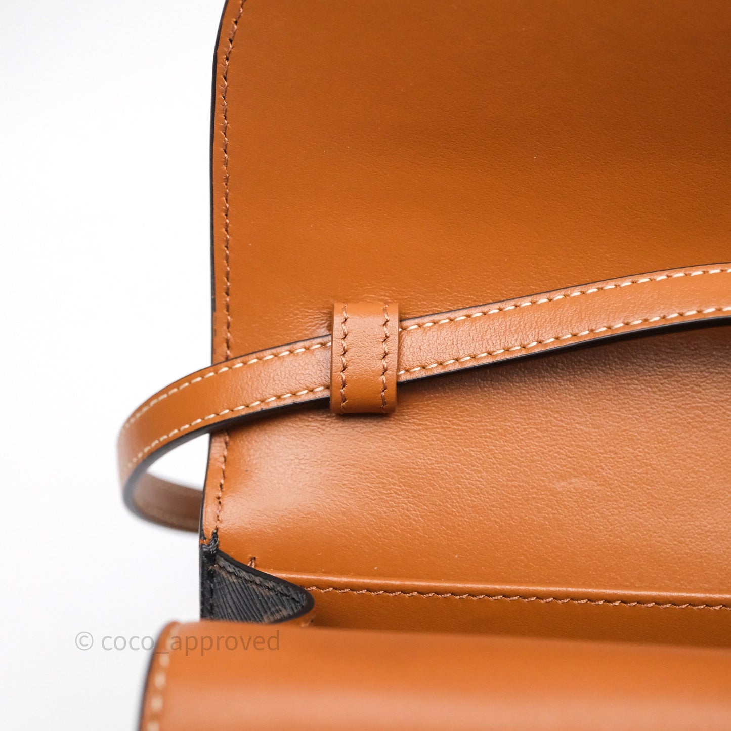 Celine Wallet On Strap Triomphe Canvas Tan Lambskin