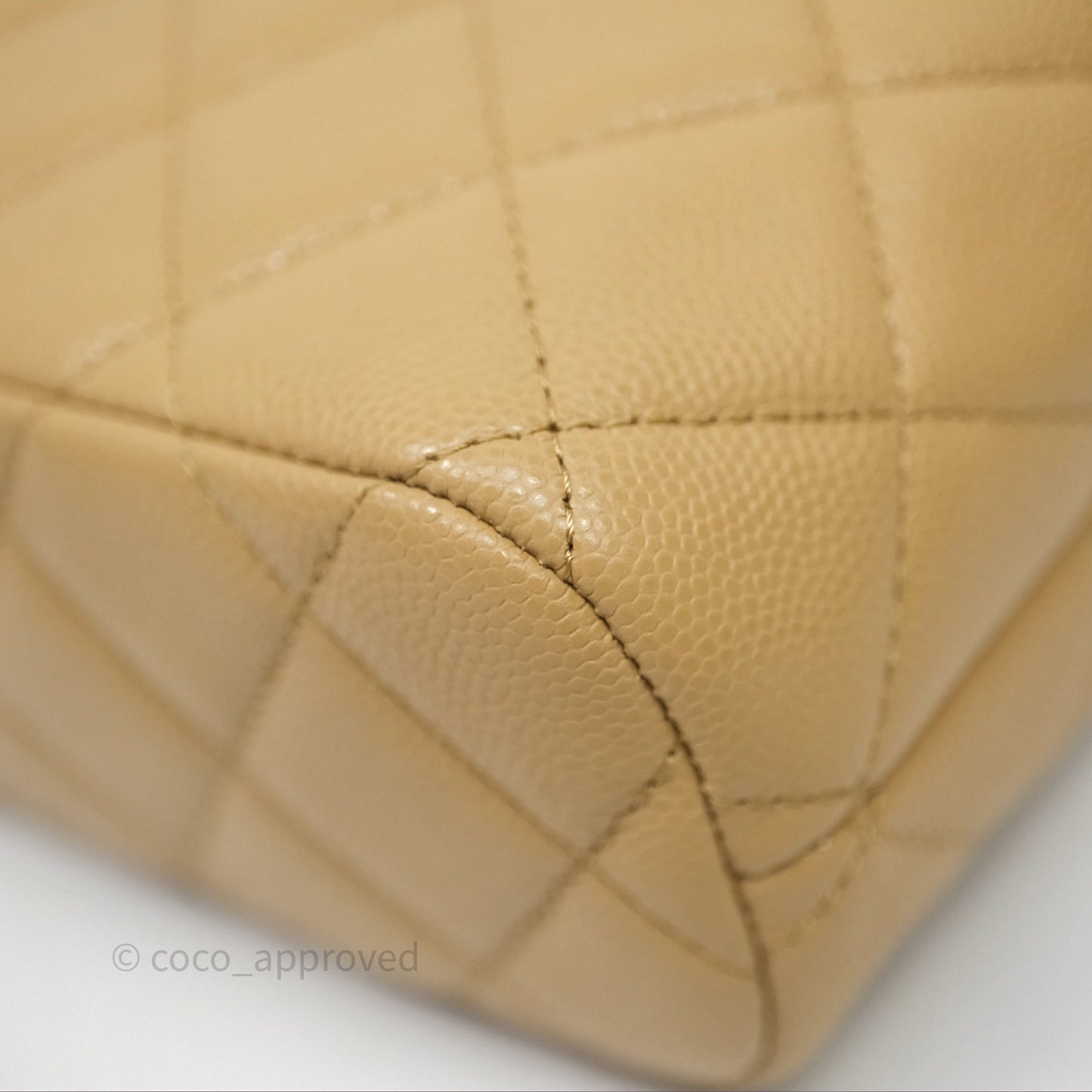 Chanel Hobo With Chain Caviar Dark Beige Gold Hardware
