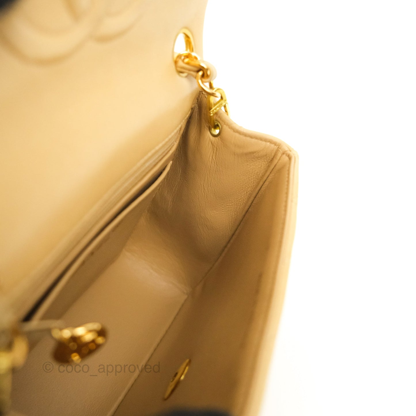 Chanel Vintage Mini Square Beige Lambskin 24K Gold Hardware