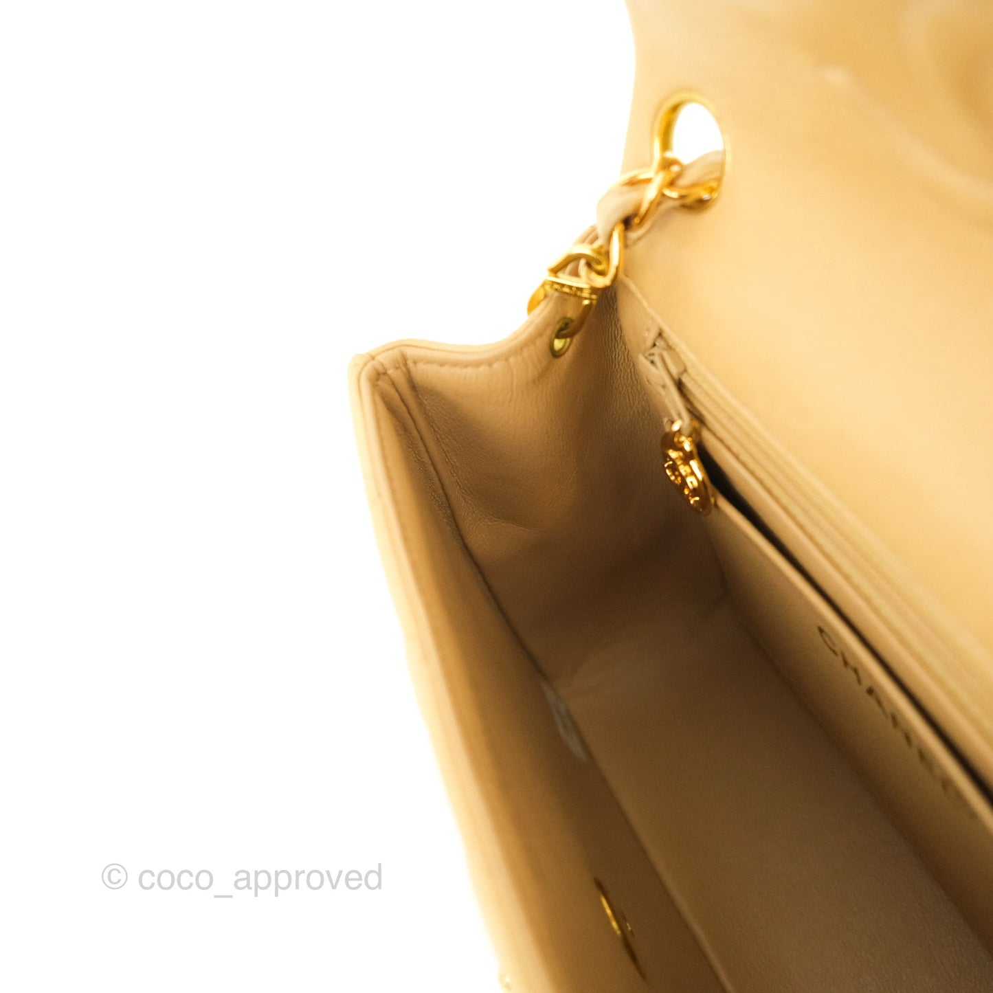 Chanel Vintage Mini Square Beige Lambskin 24K Gold Hardware