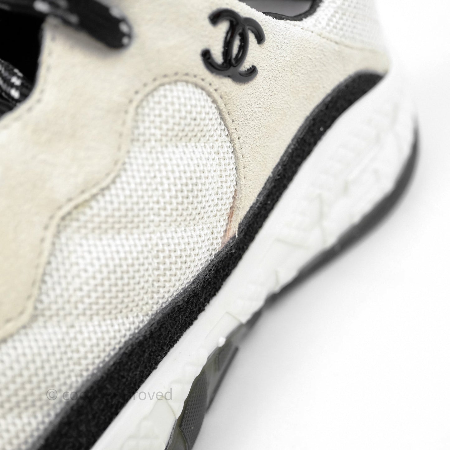 Chanel White/Black Sneakers Size 37