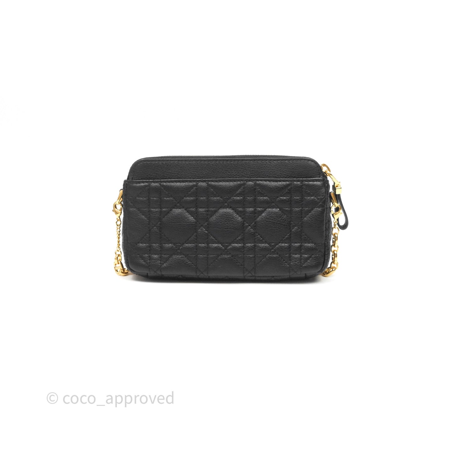 Christian Dior Caro Pouch with Chain Black Cannage Calfskin