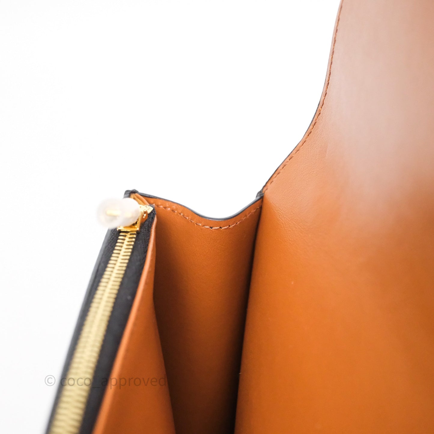 Celine Wallet On Strap Triomphe Canvas Tan Lambskin