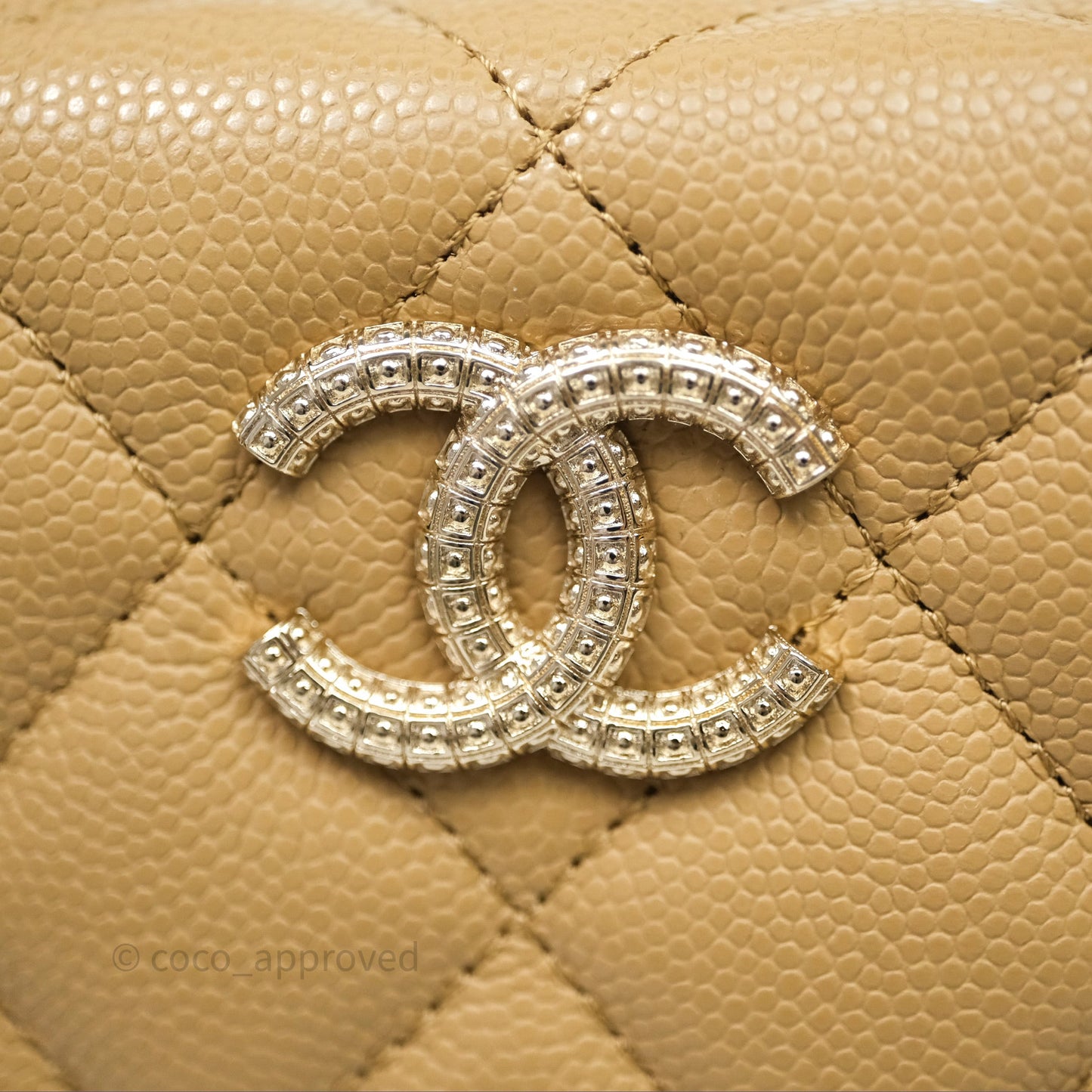 Chanel Hobo With Chain Caviar Dark Beige Gold Hardware