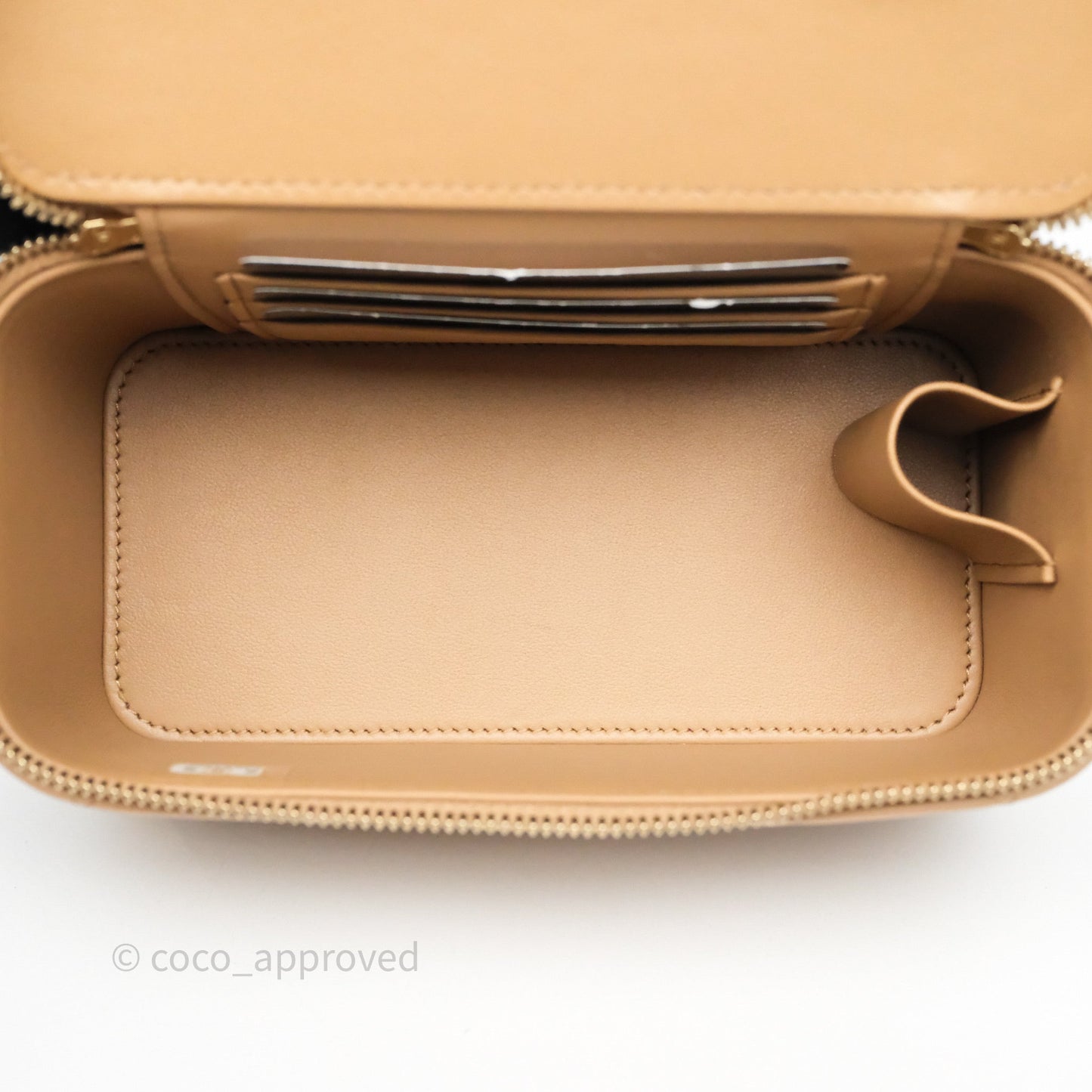 Chanel All Slide Vanity with Adjustable Chain Dark Beige Lambskin Aged Gold Hardware